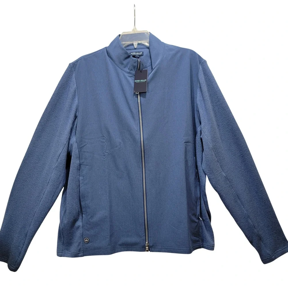 NEW Peter Millar Solstice Performance Hybrid Full-Zip Cardigan OceanBlue Mens XL